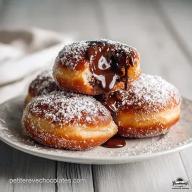 Beignets au Chocolat C&oelig;ur Fondant : Recette Maison A&eacute;rienne Fiche recette