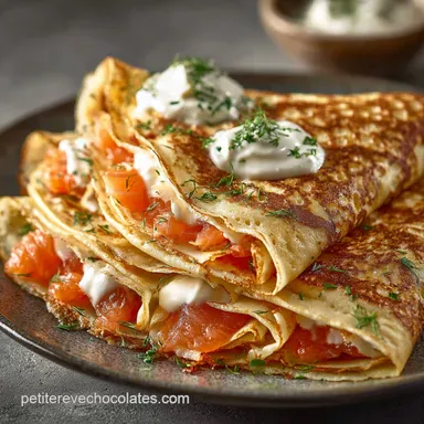 Crêpe salée russe Recette Blinis chics Saumon Crème Aigre Fiche recette