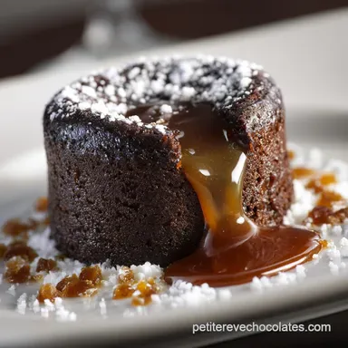 Le Moelleux Sublime Recettes au Chocolat Noir et C&oelig;ur Coulant Caramel Sal&eacute; Fiche recette