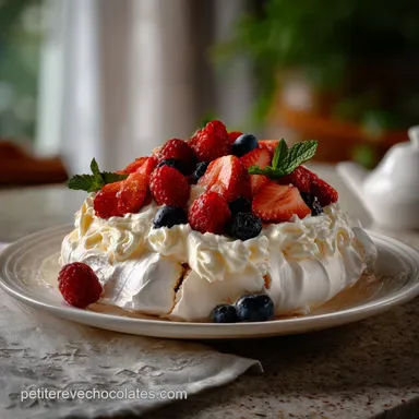 Recette de Pavlova Classique au Mascarpone Fouett&eacute; et Coulis