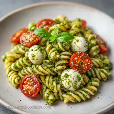 Salade P&acirc;tes Pesto Mozzarella pour 2 Fiche recette