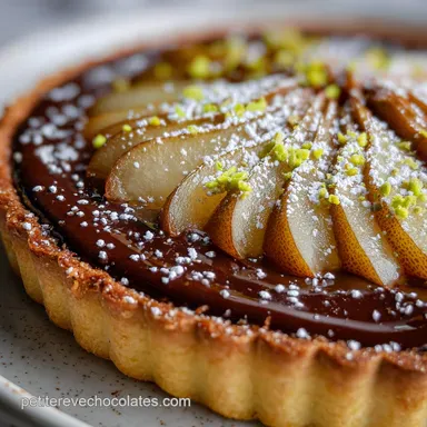 Tarte Poire Chocolat : Ganache Fondante & Poires Sucr&eacute;es Fiche recette