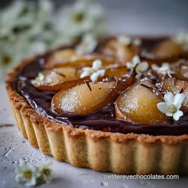 Tarte Poire Chocolat : Ganache Fondante & Poires Sucr&eacute;es