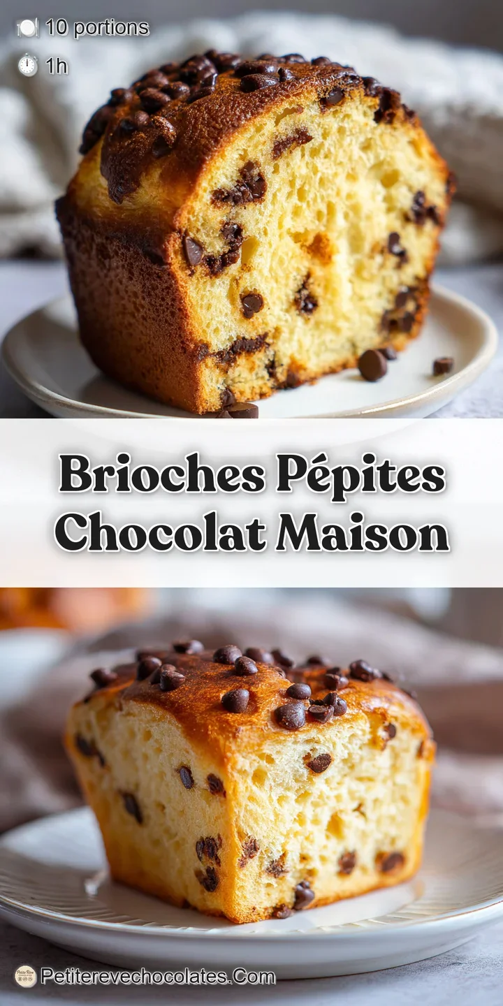 Close-up captures glistening, buttery brioche, studded with rich dark chocolate chips, warm and ready to eat.