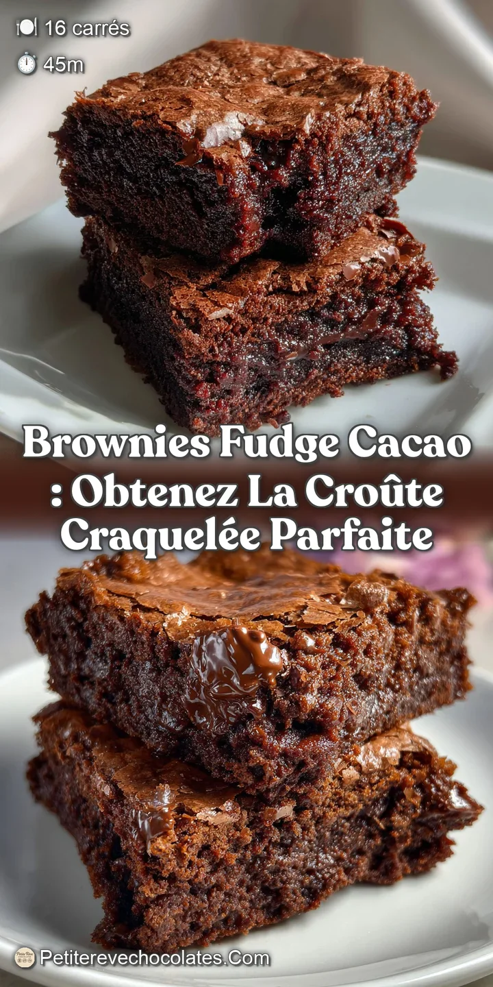 Brownies Fudge Cacao : Obtenez la Cro&ucirc;te Craquel&eacute;e Parfaite