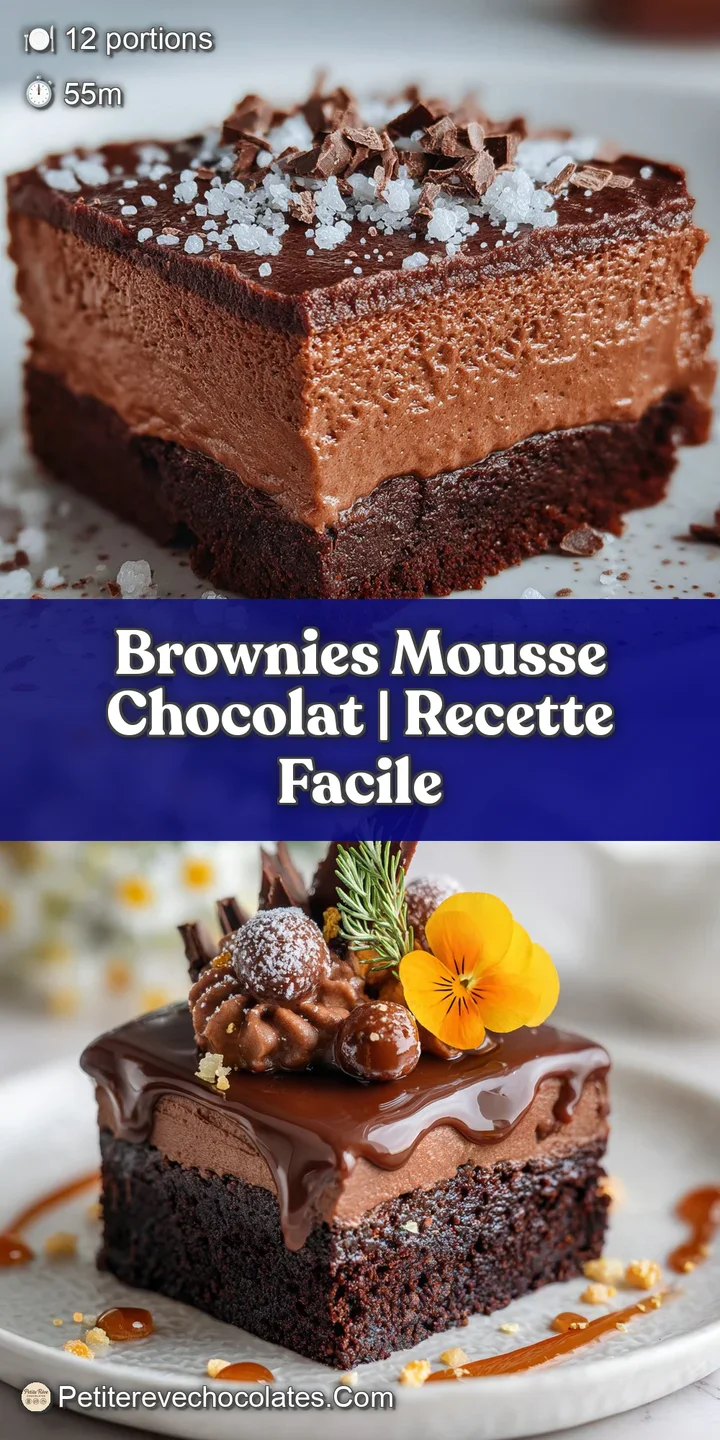 Intense dark chocolate brownie, soft mousse swirl on top. A tempting close-up emphasizing the rich color & irresistible cr...