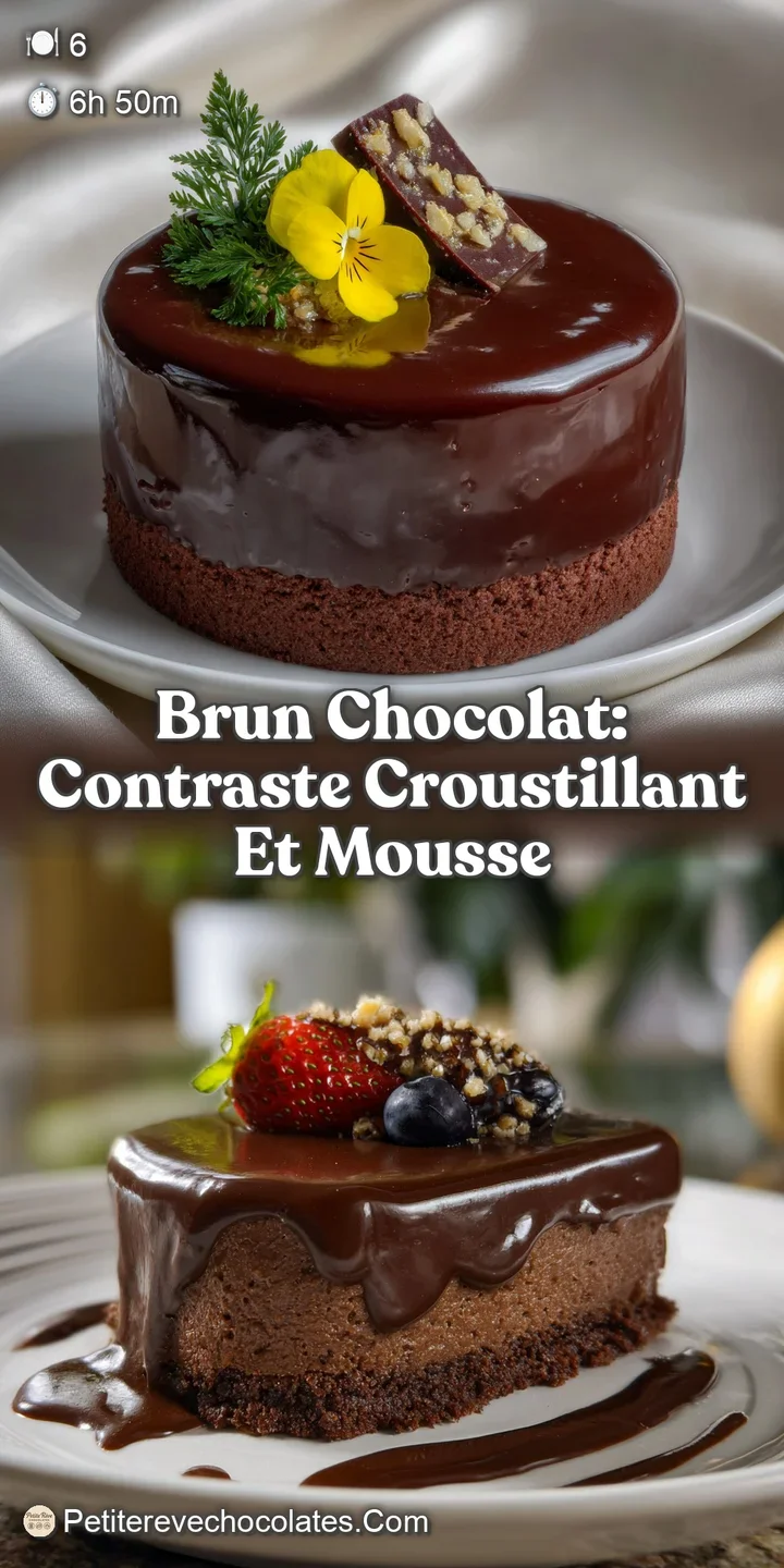 Close-up view of a velvety chocolate mousse with a visible airy texture. The dark, glossy surface glistens, enticing the s...