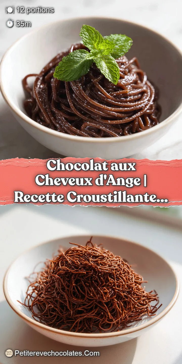 Close-up reveals the delicate texture of dark chocolate strands, a sweet dessert fantasy. Airy, fine threads glisten with ...