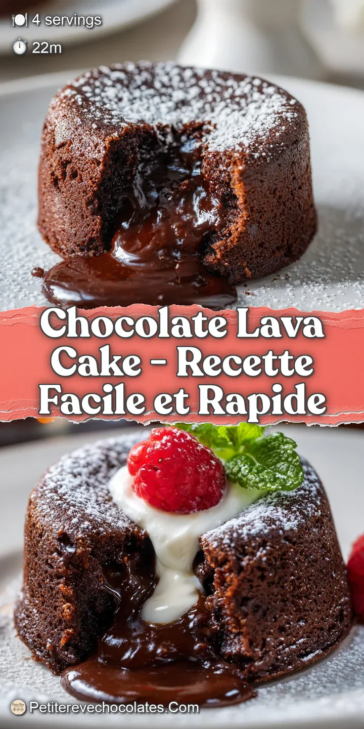 Close-up of a warm, fudgy chocolate lava cake with a river of melted chocolate flowing out. Rich, dark, and intensely temp...