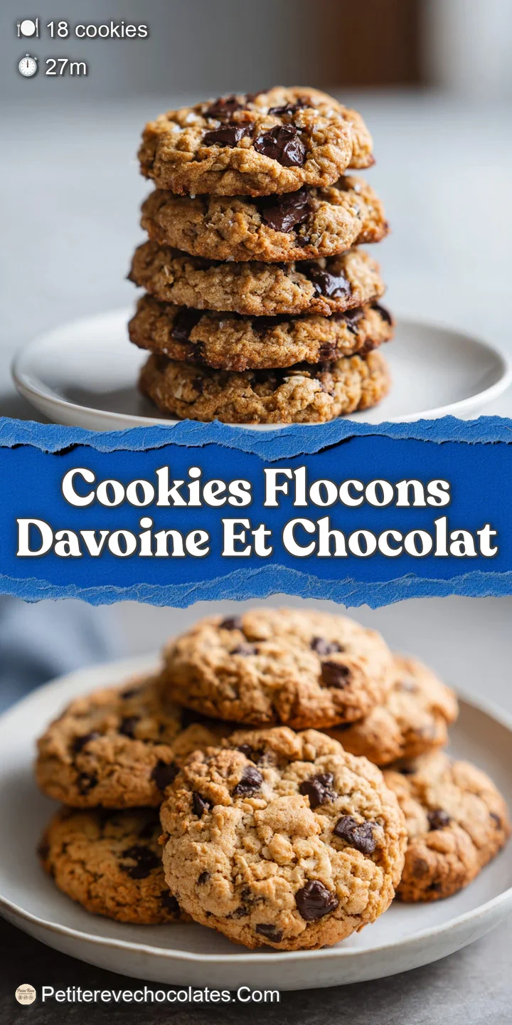 Close-up of a chewy oatmeal cookie, dark chocolate chunks nestled within. Warm, inviting, and clearly showcasing delicious...