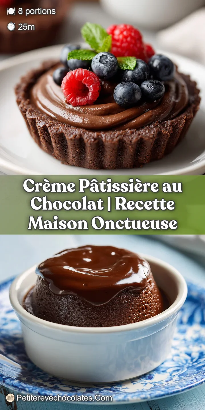 Close-up of velvety smooth chocolate cr&egrave;me p&acirc;tissi&egrave;re, showcasing its deep, glossy color and luscious texture.