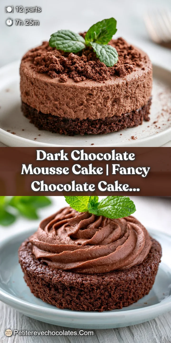 Gros plan sur la texture a&eacute;r&eacute;e et velout&eacute;e d'une cr&egrave;me au chocolat intense reposant sur un biscuit sombre moelleux.