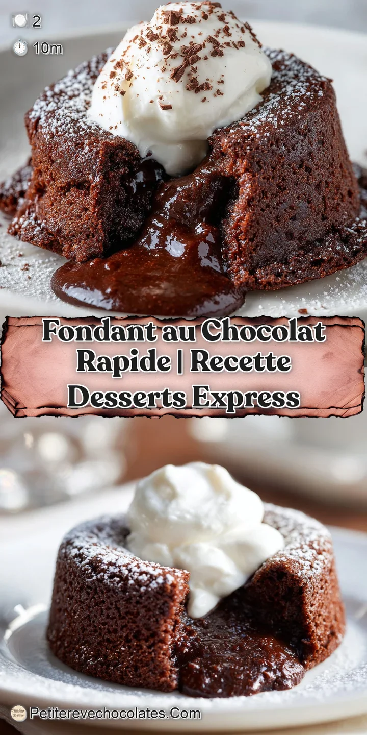 Close-up of a perfectly baked chocolate fondant with a still-oozing, rich, dark chocolate core.