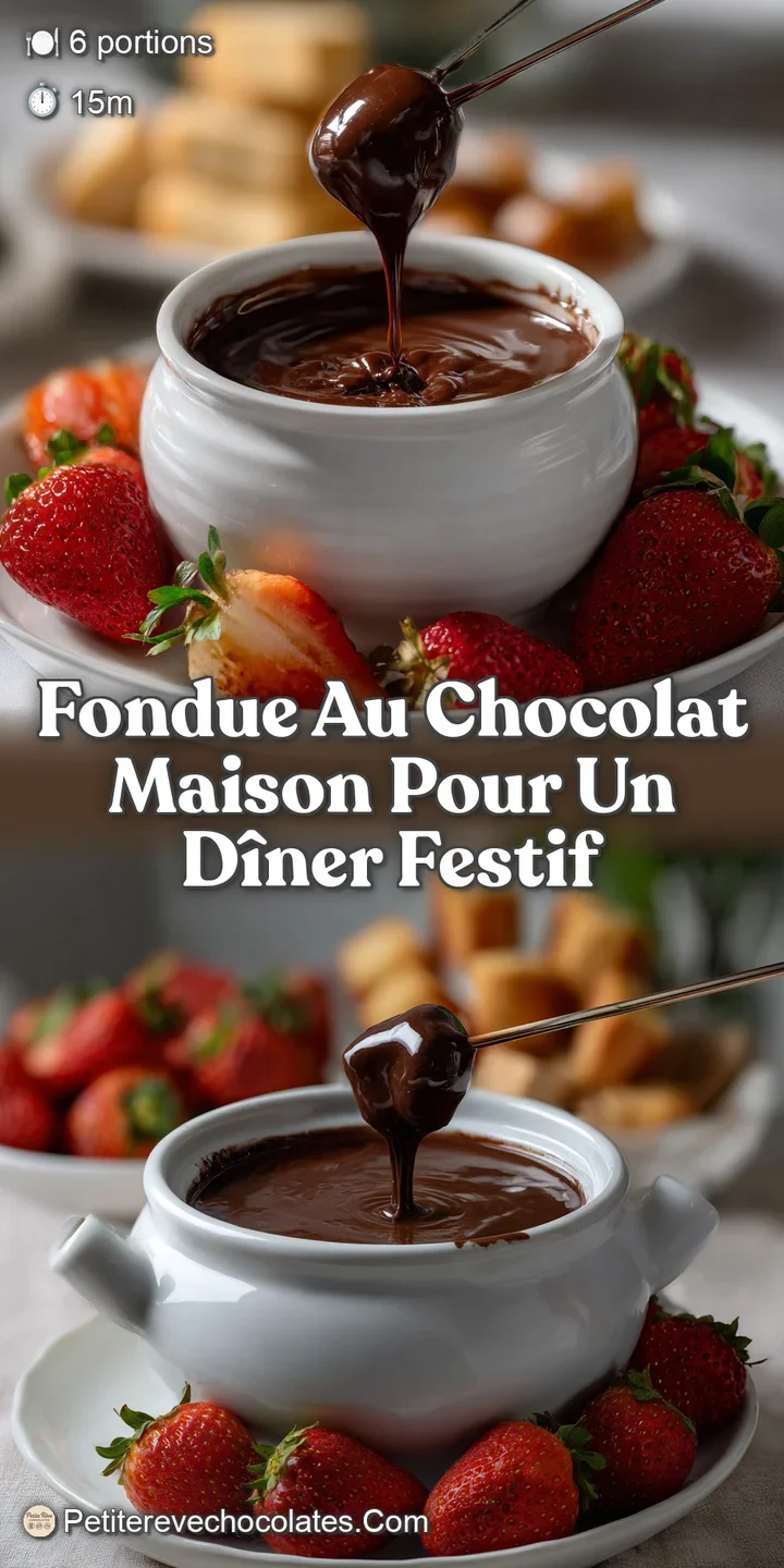Close-up view of a rich, velvety dark chocolate fondue. Glossy and molten, with a slightly shimmering surface, hinting at ...