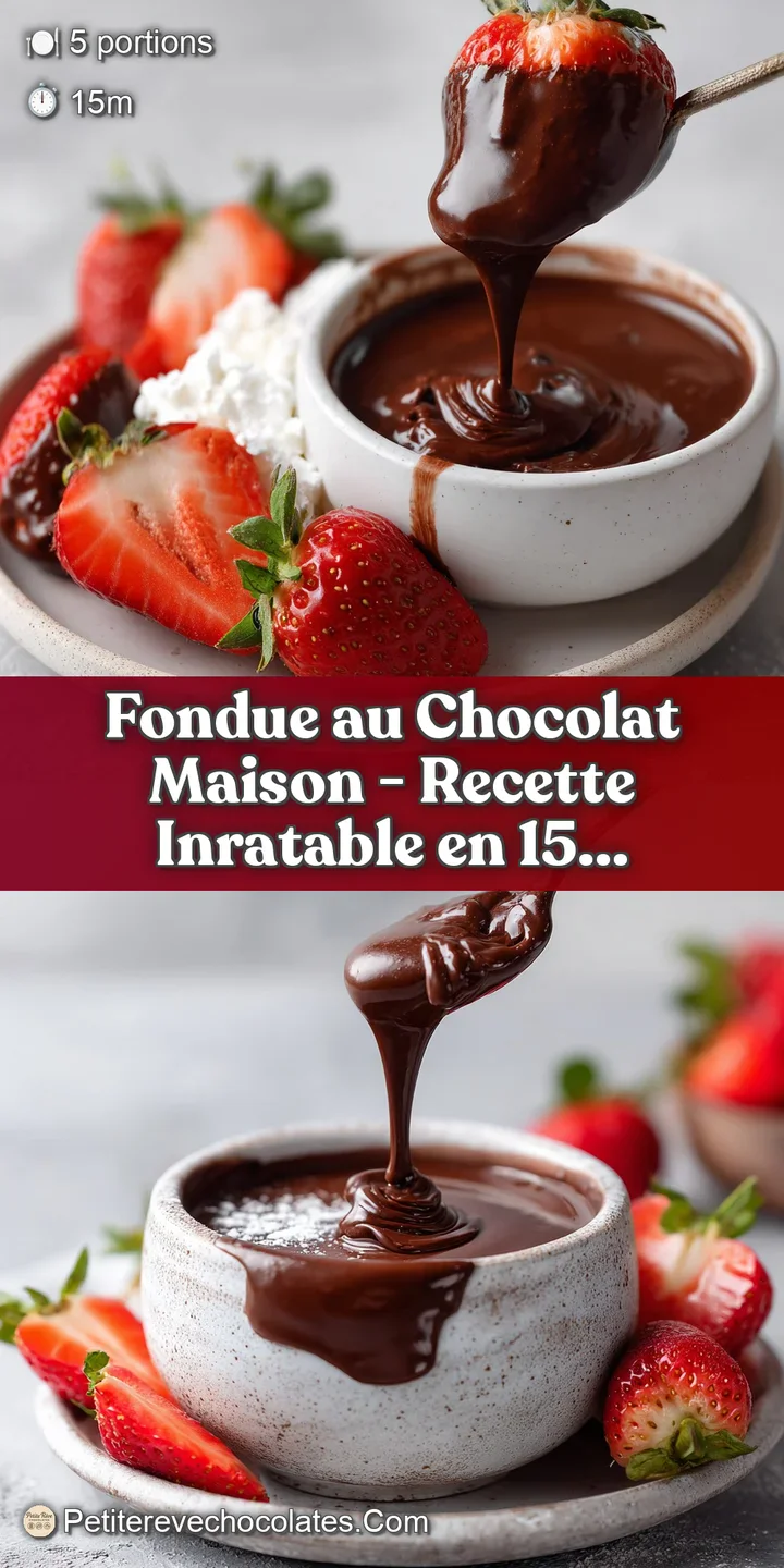 Close-up of a strawberry being dipped into luscious, velvety melted chocolate, a single drip falling.