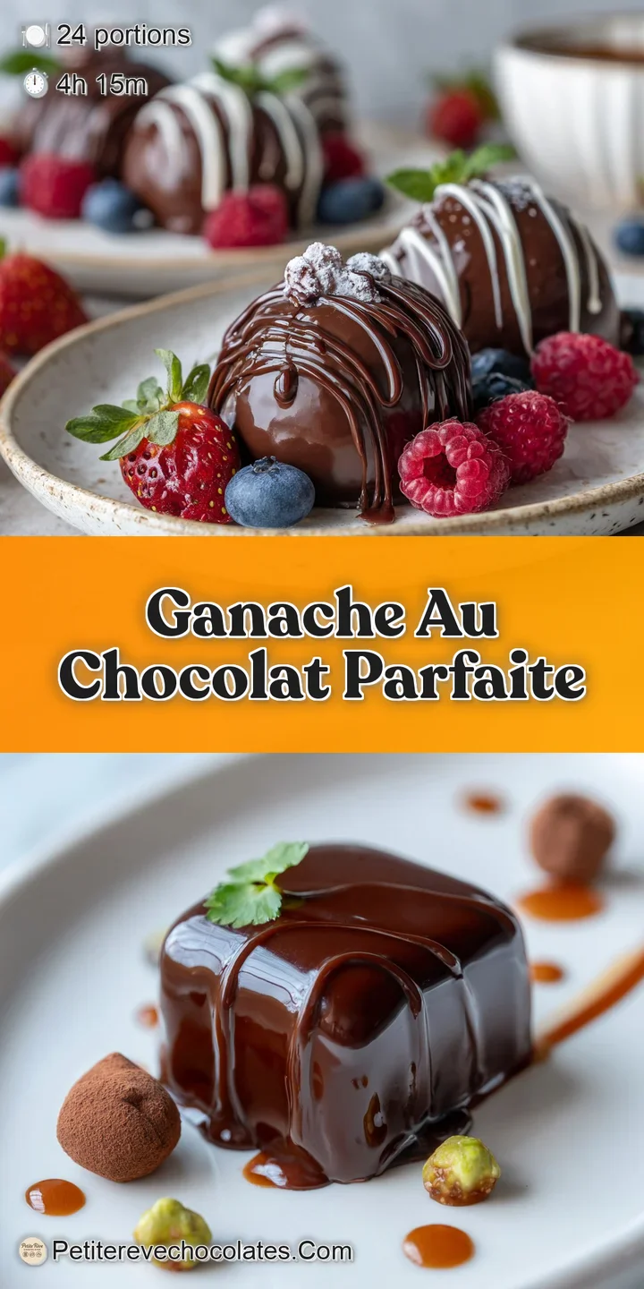 Close-up of glistening chocolate ganache, showcasing its velvety texture and rich, intense color. Looks incredibly smooth ...