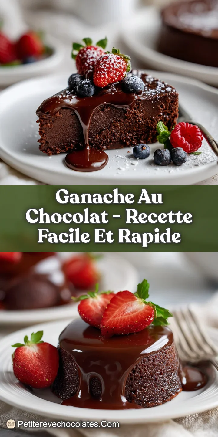 Intense close-up of rich, dark chocolate ganache revealing a velvety texture and deep, enticing color, promising a decaden...