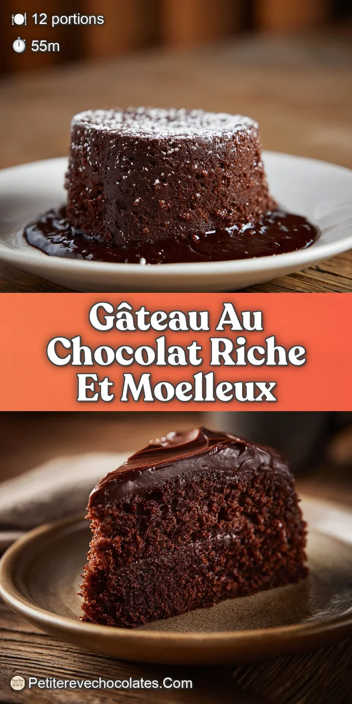 Close-up of a moist, dark chocolate cake. Fudgy texture and a slight sheen create an irresistible and indulgent visual.