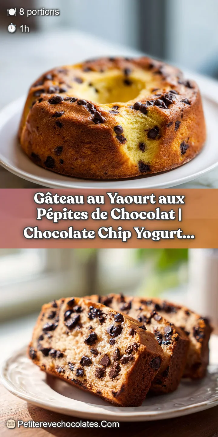 Close-up of a soft, fluffy yogurt cake crumb bursting with glossy, melted dark chocolate chips.