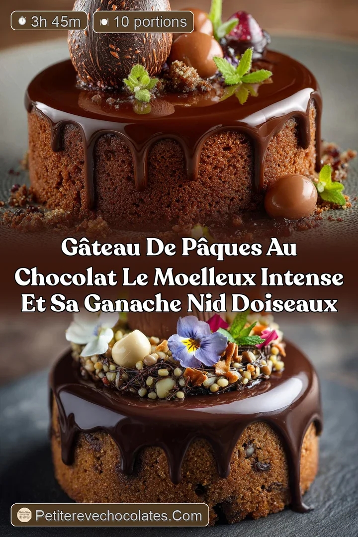 G&acirc;teau de P&acirc;ques au Chocolat Le Moelleux Intense et sa Ganache Nid dOiseaux