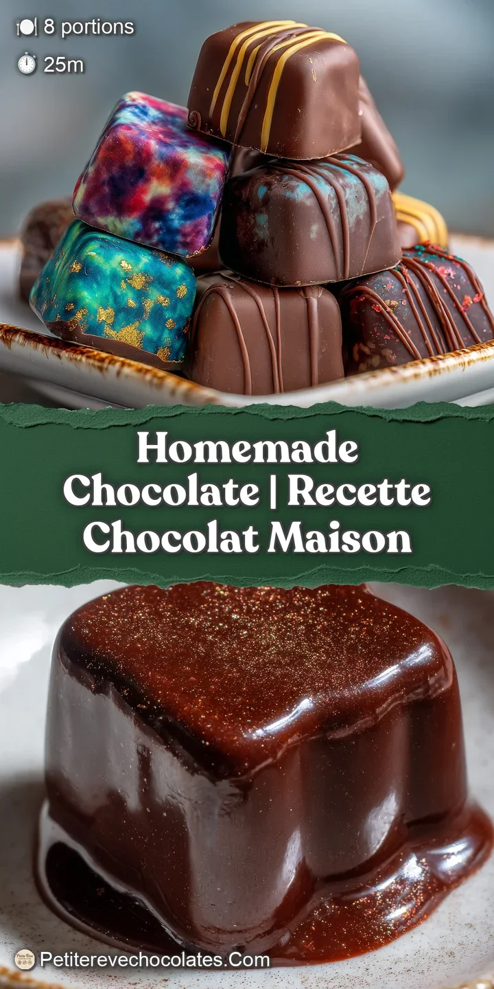 Close-up reveals the intense sheen and crackle of handmade chocolate, hinting at its smooth, melt-in-your-mouth texture.