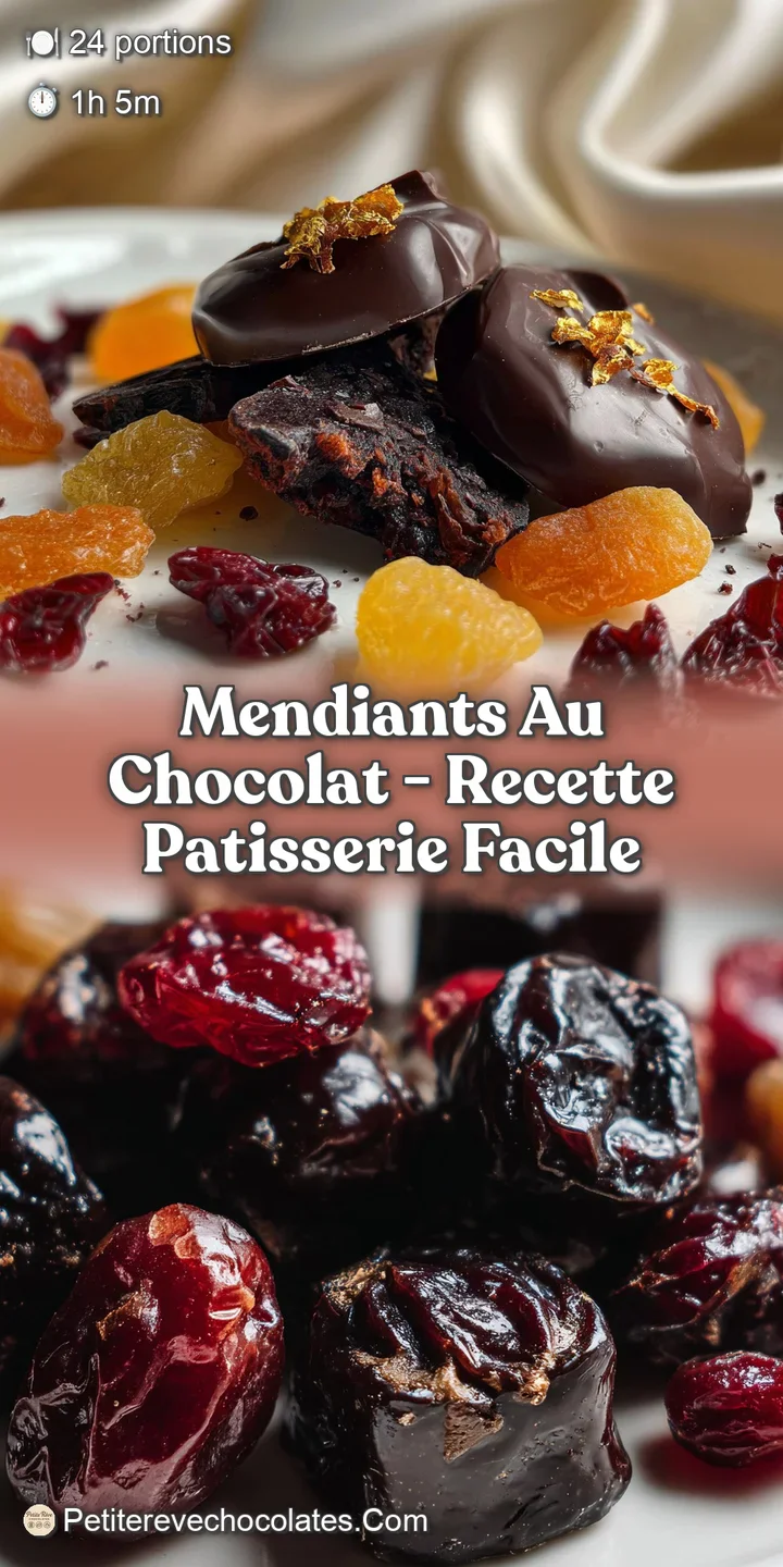 Close-up of a dark chocolate mendiant studded with glistening dried cranberries and crunchy nuts, highlighting the smooth ...