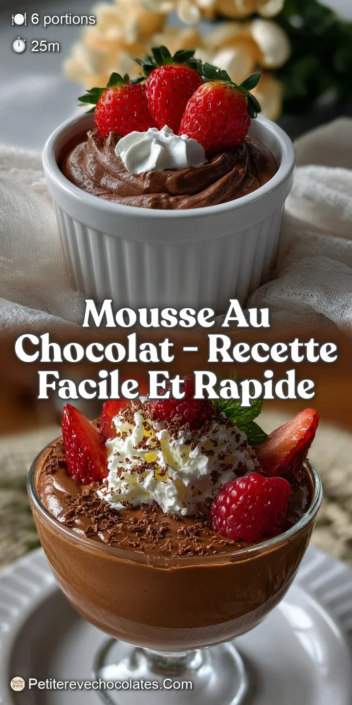 Close-up of a rich, dark chocolate mousse. The smooth, velvety texture is contrasted with a garnish of crunchy cocoa nibs....