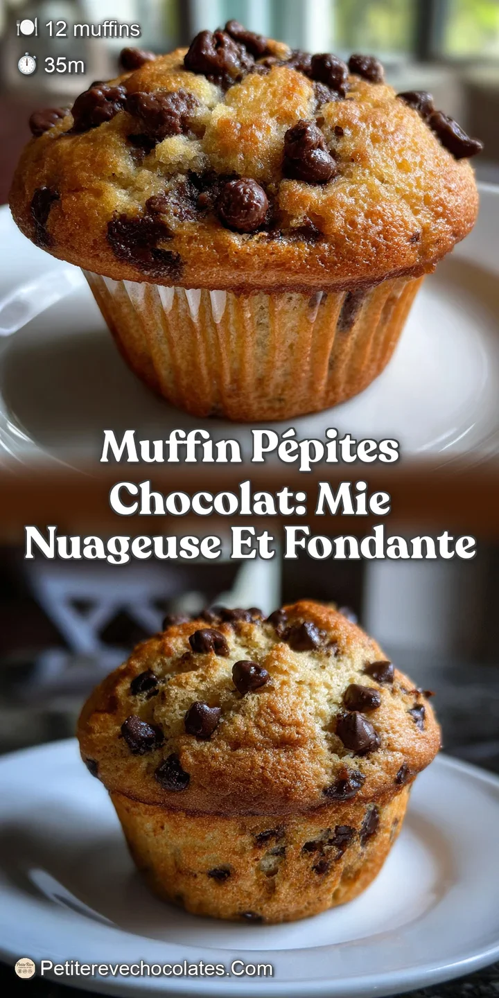 Close-up view of a muffin's interior revealing a soft, airy crumb studded with glistening dark chocolate pieces, offering ...