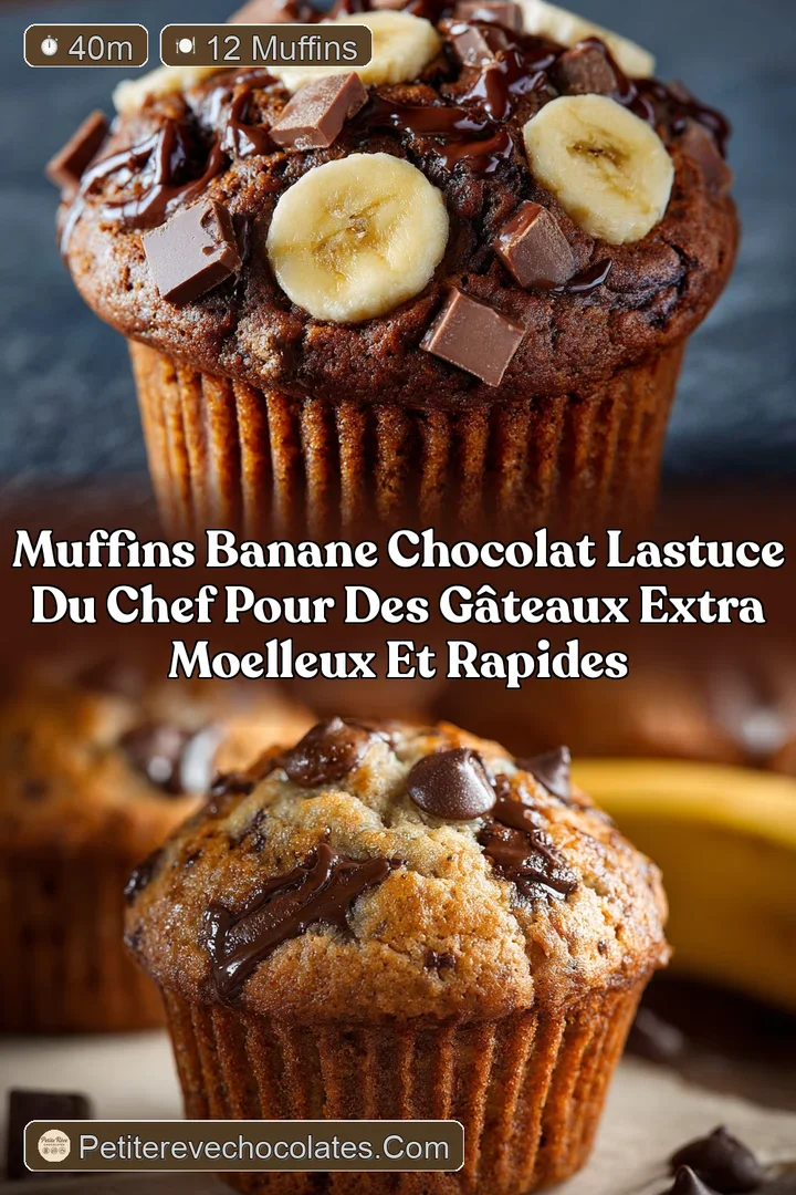 Muffins Banane Chocolat Lastuce du Chef pour des g&acirc;teaux extra moelleux et rapides