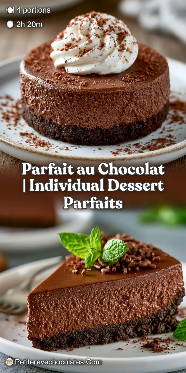 Gros plan sur une mousse au chocolat a&eacute;r&eacute;e et brillante, surmont&eacute;e d'une baie rouge juteuse et d'un copeau de cacao.