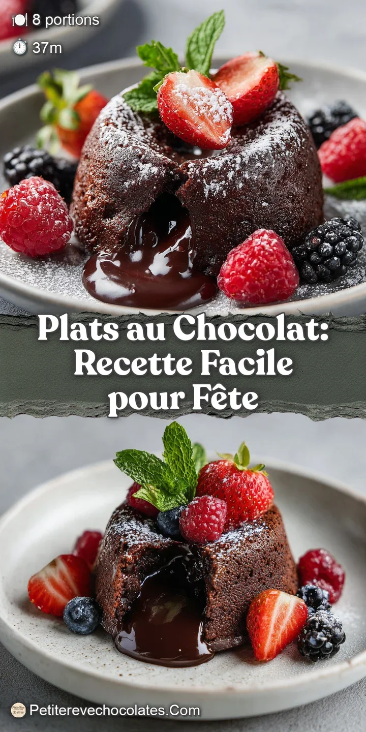 Close-up of a warm, fudgy chocolate dessert with a slightly cracked top, hinting at its rich, gooey interior.