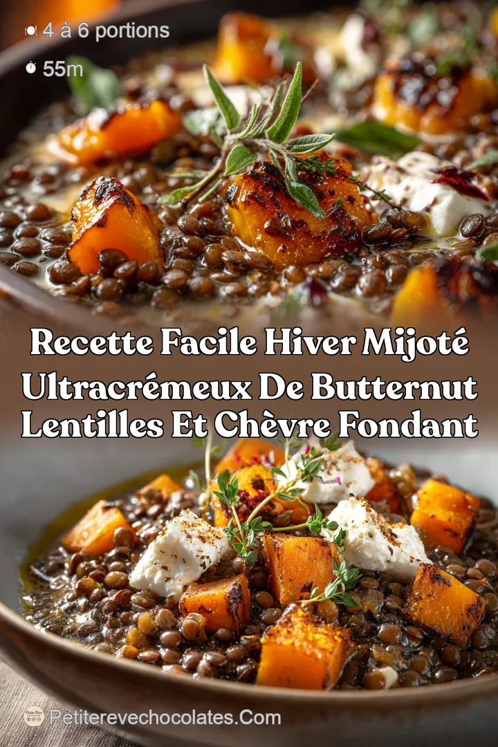 Recette facile hiver Mijot&eacute; ultracr&eacute;meux de Butternut Lentilles et Ch&egrave;vre fondant