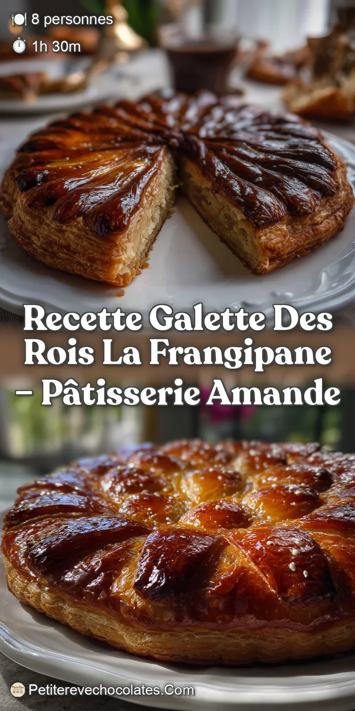 Close-up of the warm, buttery pastry showcasing the frangipane. The golden crust offers a delightful contrast to the cream...