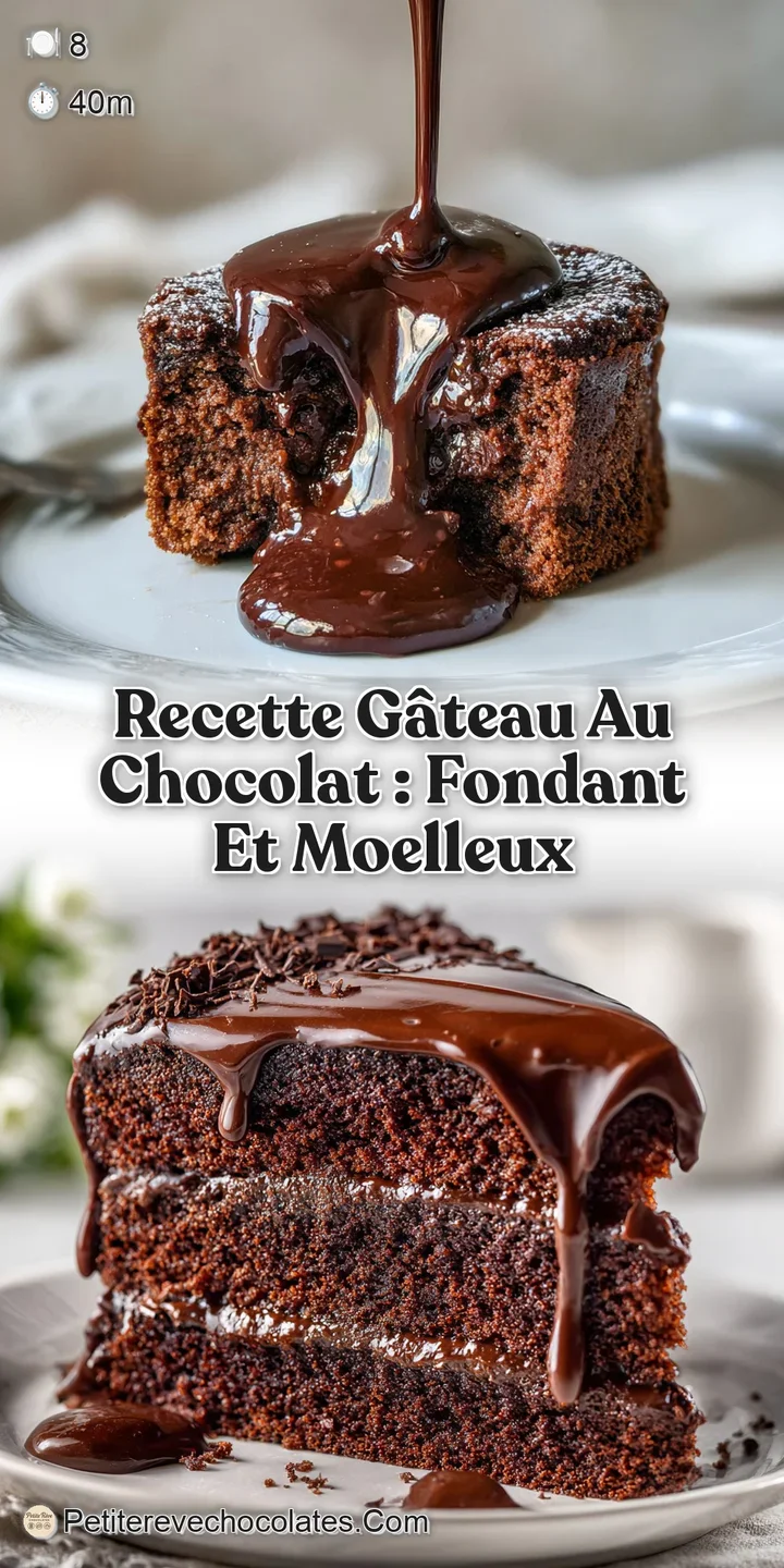 Close-up of a decadent chocolate cake showing the moist crumb and fudgy texture, hinting at its irresistible melt-in-your-...