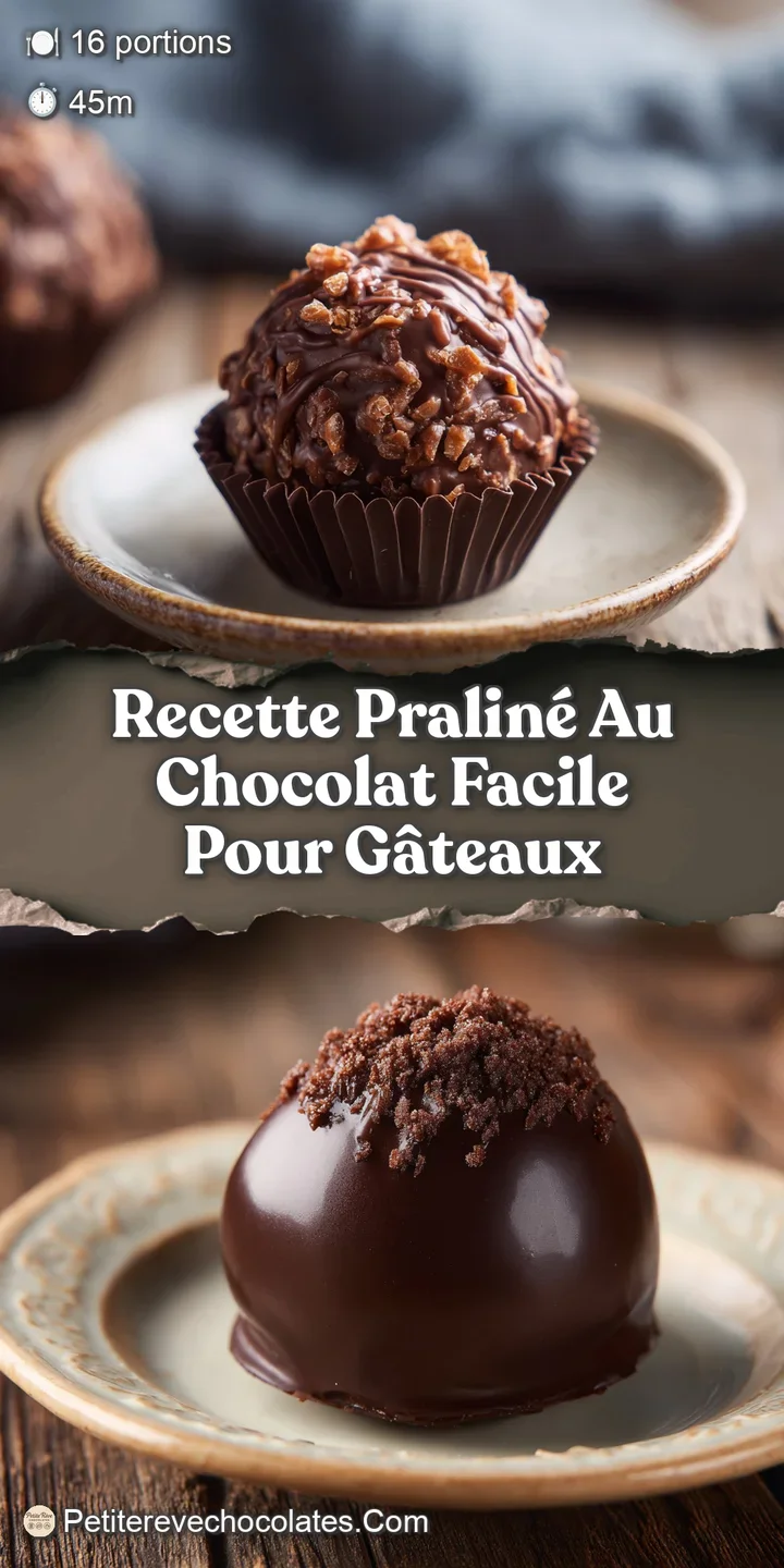 Close-up of a chocolate praline square, highlighting the swirls of dark chocolate and the crunchy texture of the embedded ...