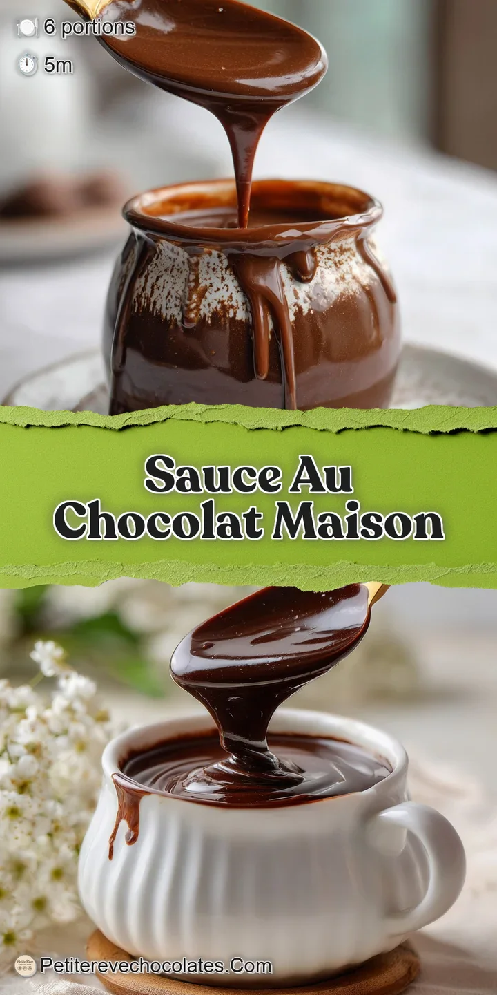 Close-up of shiny, velvety chocolate sauce; its dark color and smooth texture hint at intense flavor and luxurious indulge...