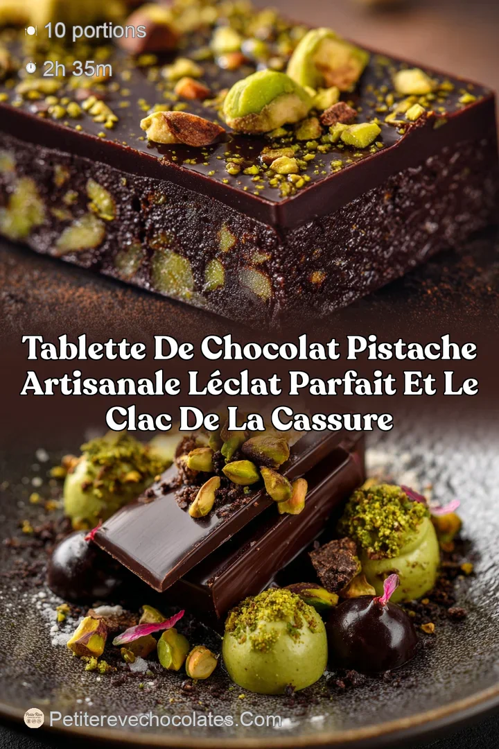 Tablette de chocolat pistache artisanale L&eacute;clat parfait et le clac de la cassure