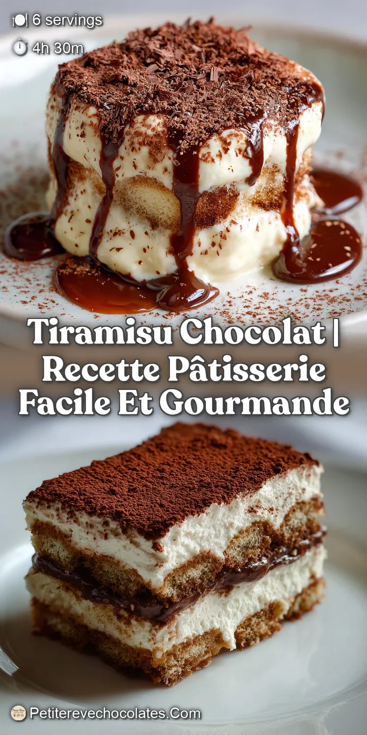 Close-up view of intensely dark chocolate tiramisu. Airy mascarpone filling contrasts with rich, cocoa-dusted layers, a te...