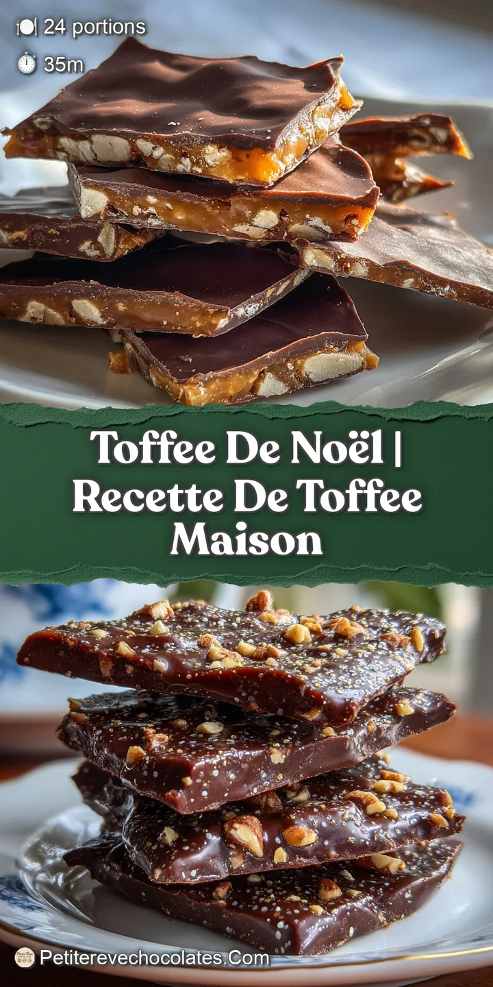 Close-up showcasing the buttery sheen and crunchy texture of homemade toffee, highlighting the caramelized sugar and nut p...