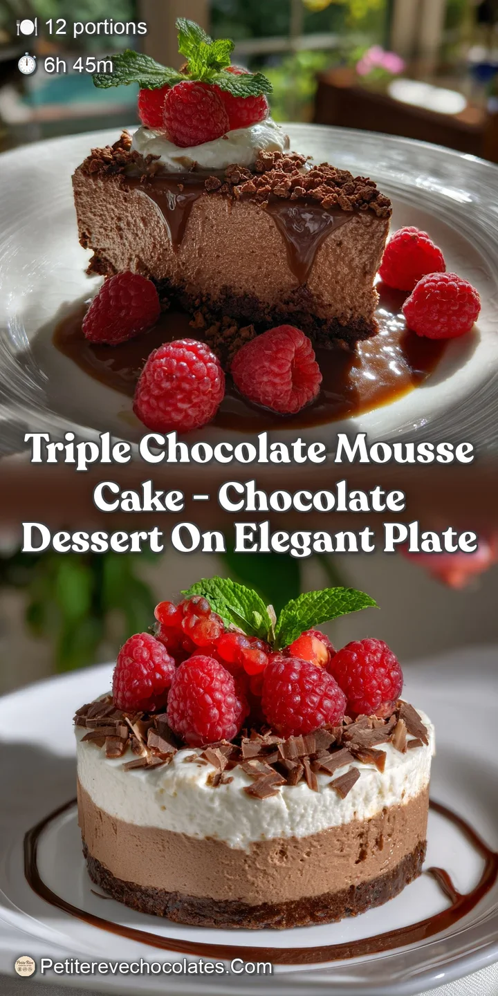 Close-up of a decadent chocolate mousse cake with a rich, dark hue, revealing airy textures and a tantalizing, tempting ap...
