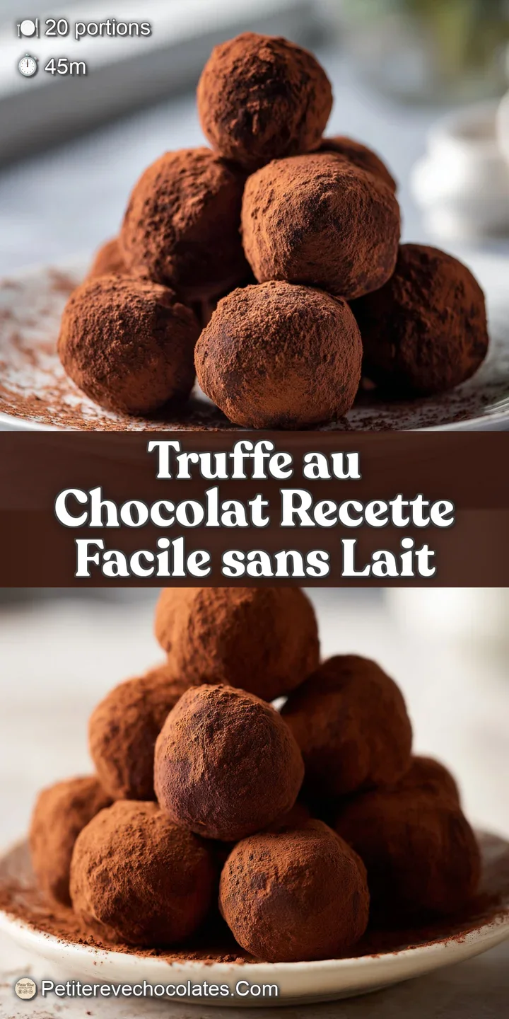 Close-up of a velvety chocolate truffle, generously coated in cocoa, showcasing its rich, dark color and slightly textured...