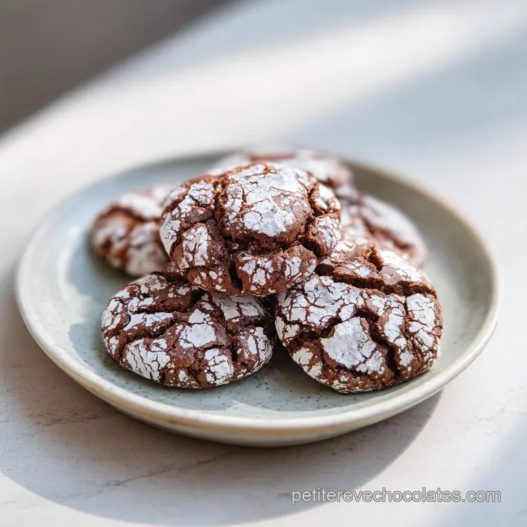 Elevated view of delicate, sugary-topped biscuits arranged artfully on a light blue plate. Chocolate pieces add a dark acc...