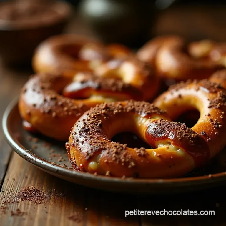 Les Bretzels Nuit dOr au Chocolat Noir Intense Torsades Moelleuses et Glacées presentation
