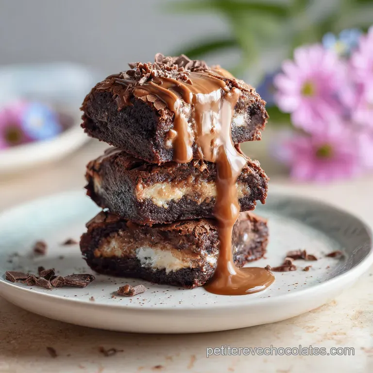 Elegant brownie-cookie hybrid, drizzled with melted chocolate and sprinkled with sea salt on a white plate.