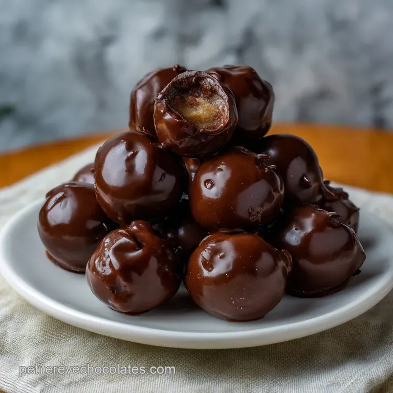Chocolate buckeye candy artfully arranged; peanut butter filling peeks through rich dark chocolate, hints of salty sweetness.