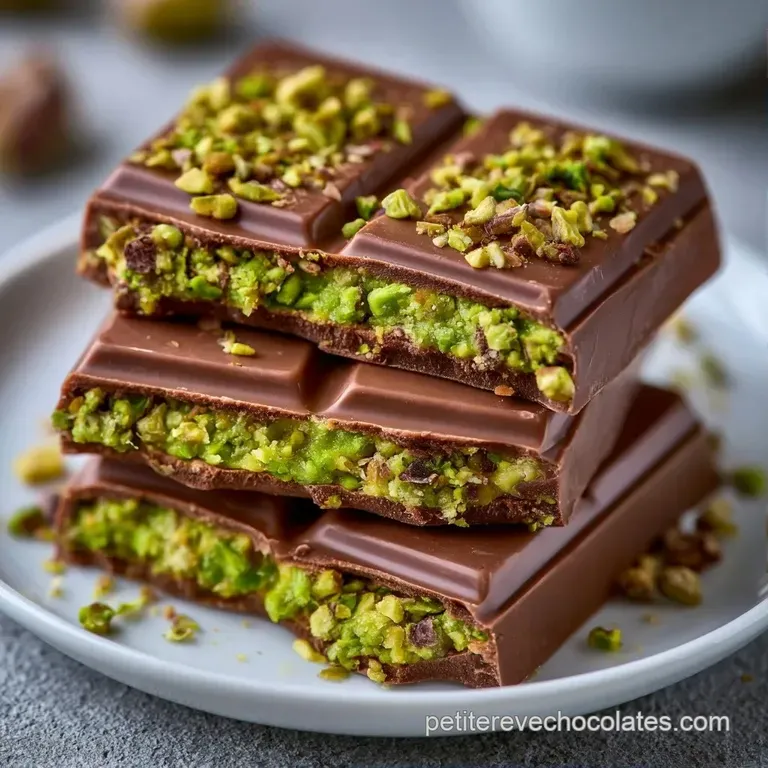 Tranches de chocolat dispos&eacute;es avec soin, laissant voir un centre onctueux vert vif sur un fond neutre et &eacute;pur&eacute;.