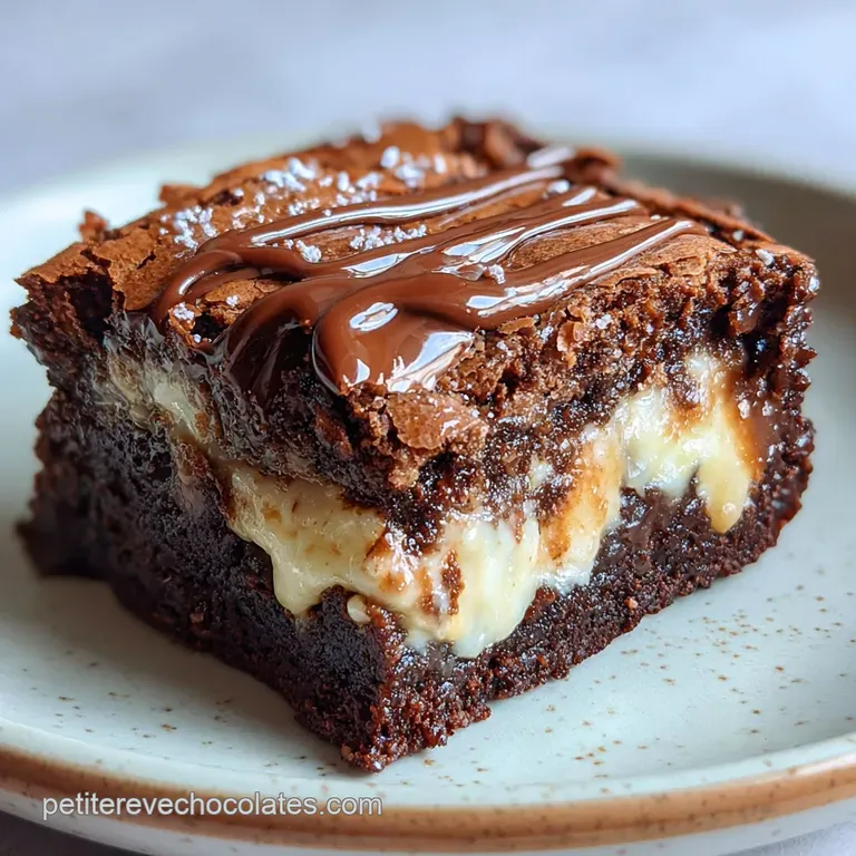 A stack of fudgy brownie cookies dusted with powdered sugar on a white plate, hints of melted chocolate visible.