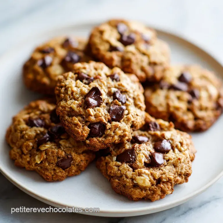 Stacked oatmeal cookies beside a glass of milk. Crumbly edges and visible oats suggest a delightful homemade treat, inviti...