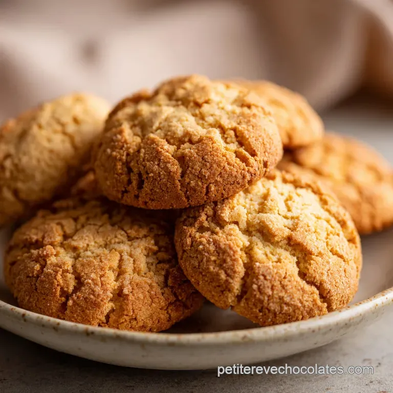 Pile de biscuits moelleux et chauds sur une assiette blanche, avec quelques miettes et un &eacute;clairage doux et dor&eacute;.