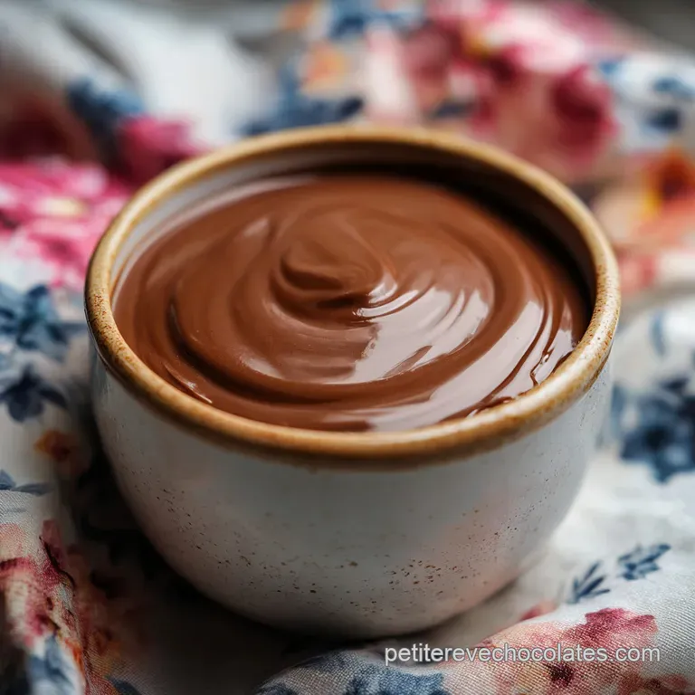 Elegant chocolate pots de cr&egrave;me, garnished with cocoa powder and fresh berries, sitting on a rustic wooden surface. Deep, ...